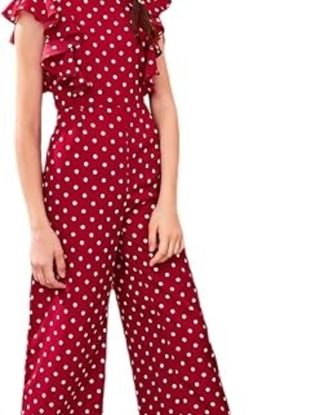 PatPat Red Polka Dot Wide-Leg Jumpsuit